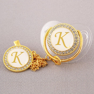 26 Gold Letter Transparent High-grade Point Drill Pacifier - NecessiteeBaby
