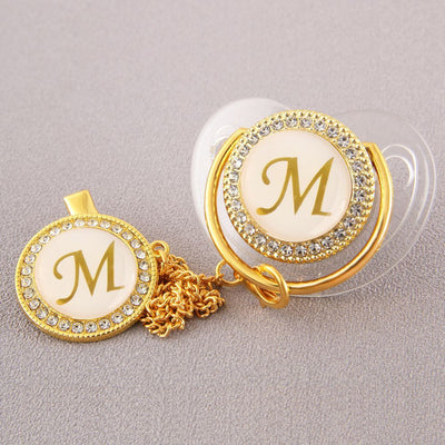 26 Gold Letter Transparent High-grade Point Drill Pacifier - NecessiteeBaby