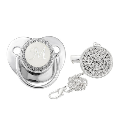 Children's Silver Soothing Pacifier Baby Letters A-Z - NecessiteeBaby