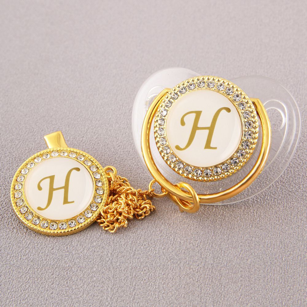 26 Gold Letter Transparent High-grade Point Drill Pacifier - NecessiteeBaby