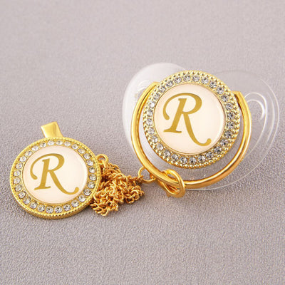 26 Gold Letter Transparent High-grade Point Drill Pacifier - NecessiteeBaby