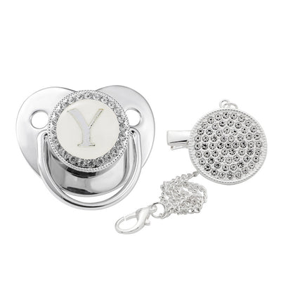 Children's Silver Soothing Pacifier Baby Letters A-Z - NecessiteeBaby