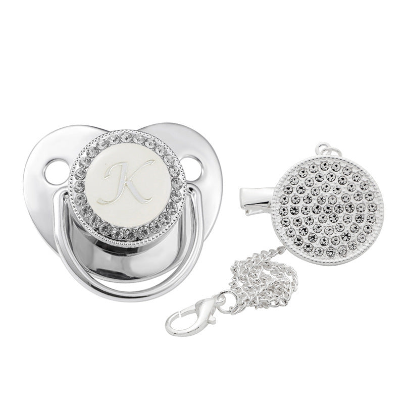 Children's Silver Soothing Pacifier Baby Letters A-Z - NecessiteeBaby