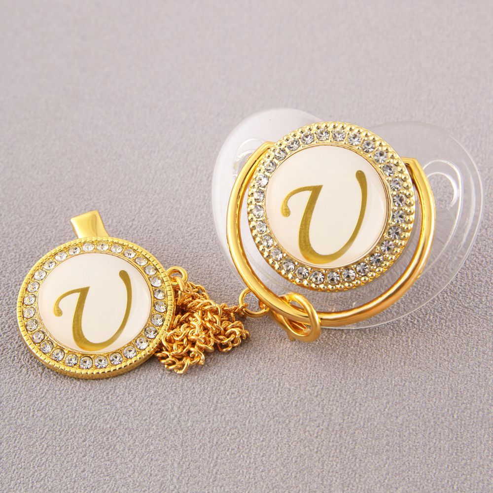 26 Gold Letter Transparent High-grade Point Drill Pacifier - NecessiteeBaby