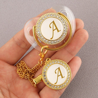 26 Gold Letter Transparent High-grade Point Drill Pacifier - NecessiteeBaby