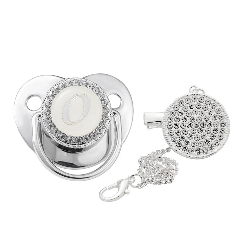 Children's Silver Soothing Pacifier Baby Letters A-Z - NecessiteeBaby