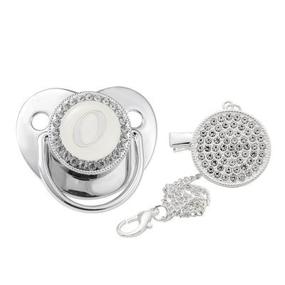Children's Silver Soothing Pacifier Baby Letters A-Z - NecessiteeBaby